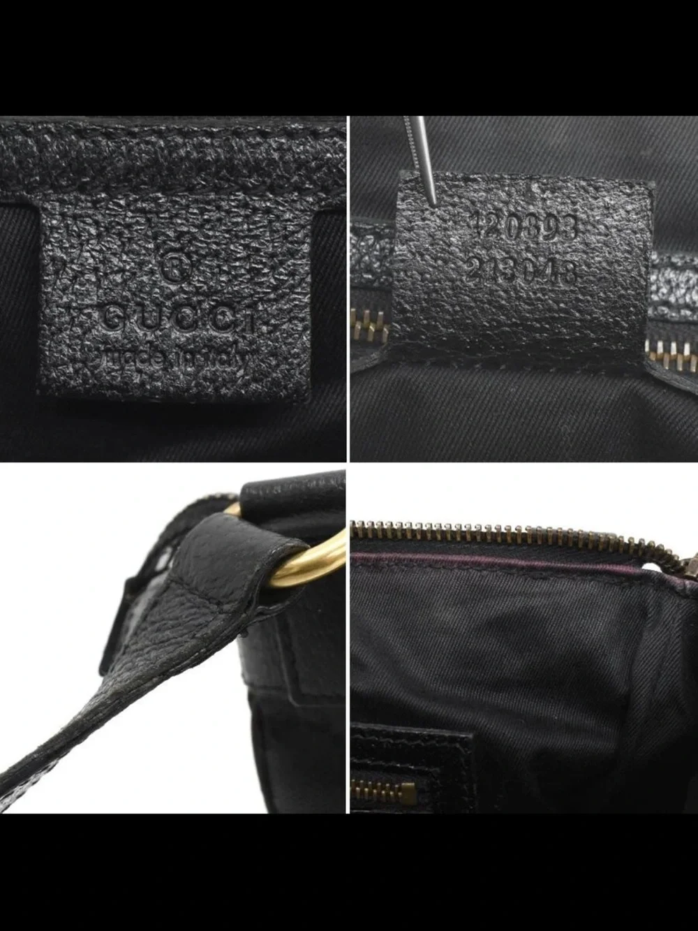 Gucci Black GG Canvas Messenger Bag with Gold Stud Accents